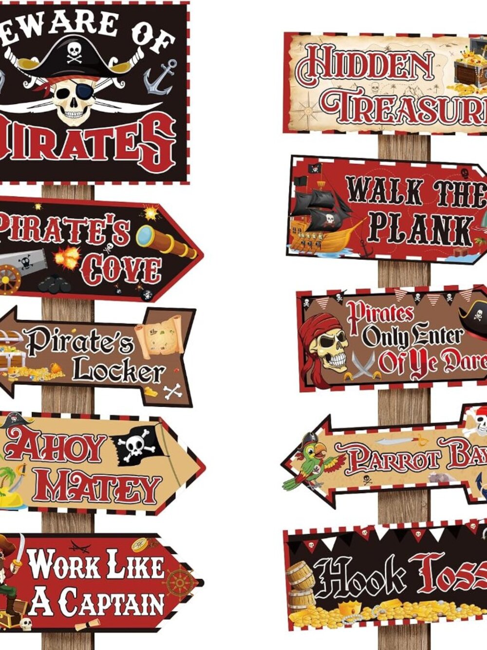20 Pieces Pirate Party Decorations Sign Beware of Pirates Party Directional Sign